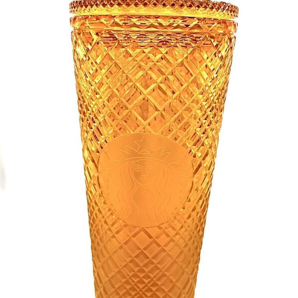 Starbucks  24oz Venti Cold Cup Tumbler Jeweled Grid Gradient Orange Mango